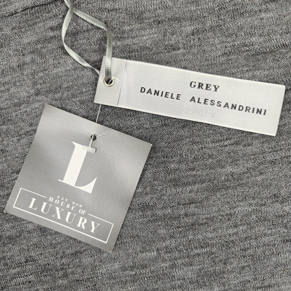 Grey Daniele Alessandrini Sweater‎ Mens IT 54 Gray Mohair Wool Crewneck Knit New - Picture 3 of 12
